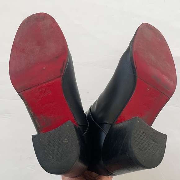 Christian Louboutin Black Ankle Boots with Red Soles - Picture 11 of 12